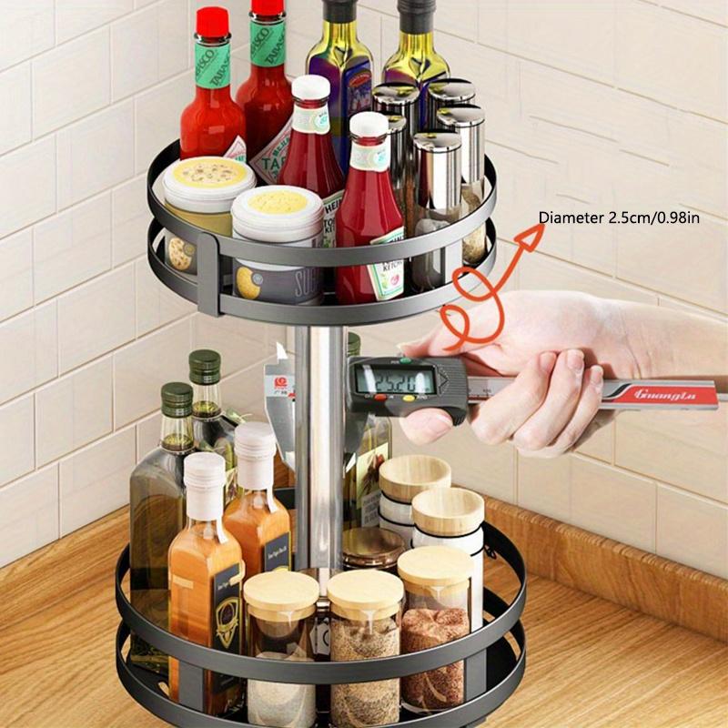1pc 1/2/3 Layers Round/Square 360° Rotation Toiletry& Spice Rack Organizer with Adjustable Spacing, Suitable For Kitchen &bathroom Accessories.