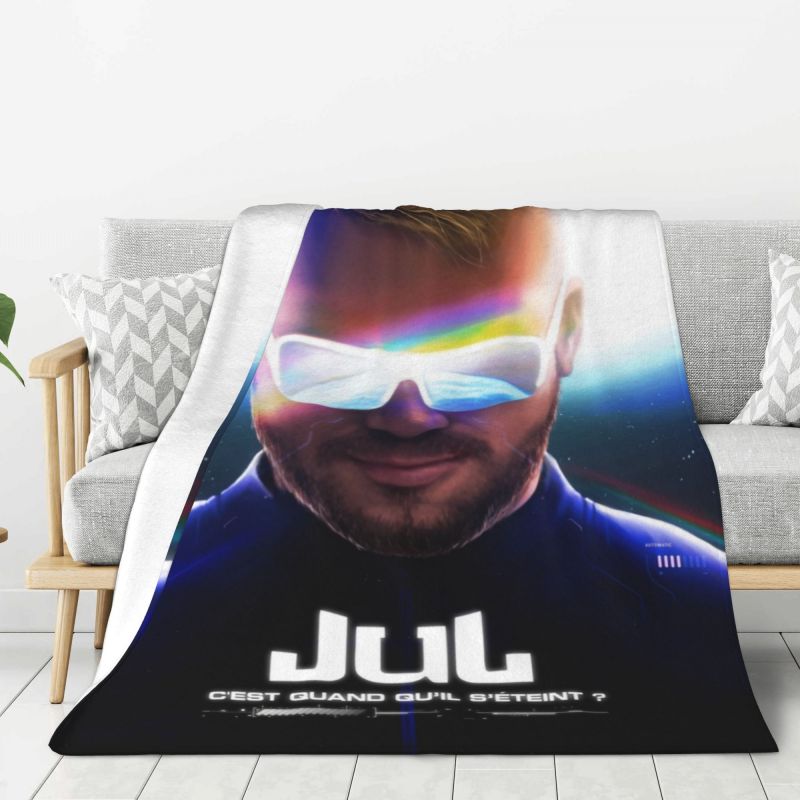 Индивидуальные 3D-печатные одеяла с изображением французского рэпера Jul, дышащие, мягкие, из фланели, летнее покрывало для дивана, постельное белье для улицы