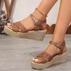 Летние сандалии на танкетке с перекрестными ремешками, гладиаторы на массивной платформе, Sandalias Mujer, нескользящая пляжная обувь на толстой подошве, женская обувь
