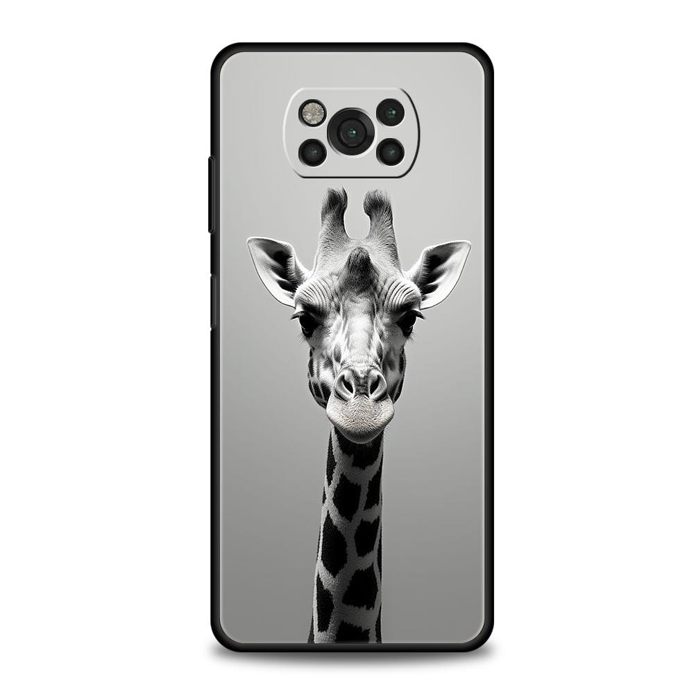 Чехол для телефона для Xiaomi Poco X6 X5 X4 Pro 5G X3 NFC F5 F4 M5 M4 M3 F3 GT C51 C50 C55 Мягкий силиконовый Черный чехол жираф