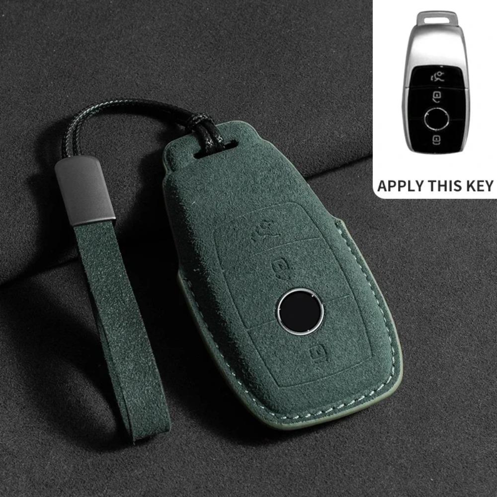 Suede Leather Car Key Case for Mercedes Benz E Class W213 W205 E200 E260 E300 E320 AMG CLA 2019 2020 Remote Fob Shell Case