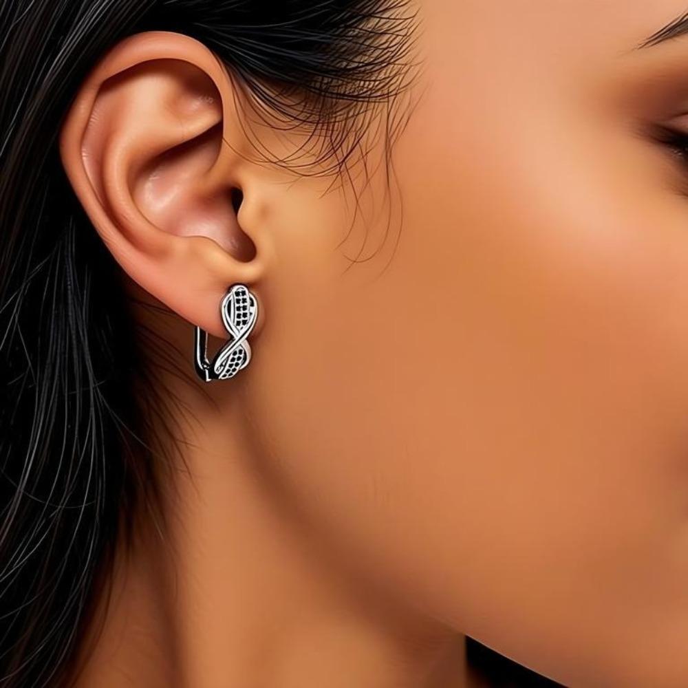 Black Awn Серьги-кольца Black Stone Infinity Lucky Bow