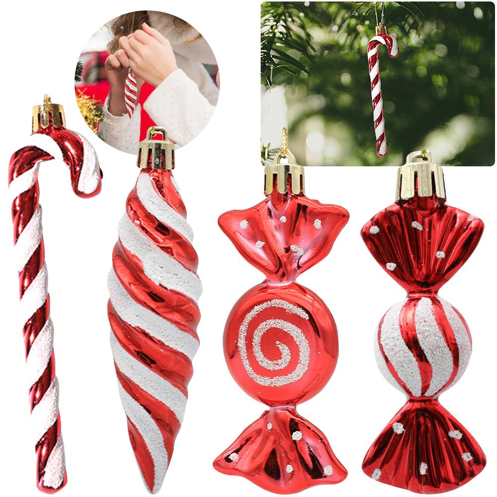 6 шт. Конфетная трость, украшение на рождественскую елку, украшение на рождественскую елку, рождественский венок для вечеринки
