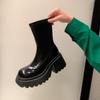 Зимние женские сапоги в стиле панк, высокие сапоги до колена, модные лакированные кожаные сапоги на платформе, дизайнерские сапоги на квадратном каблуке Botas De Mujer