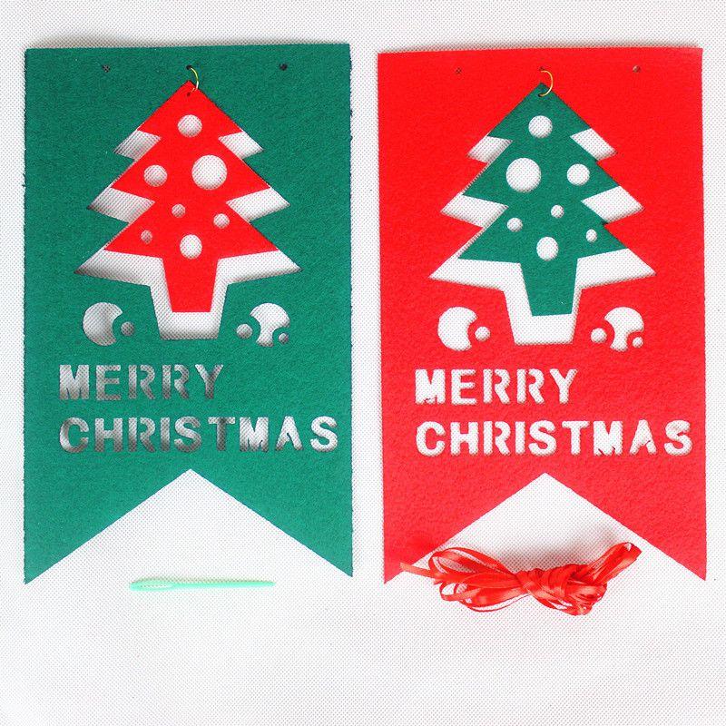 Festive Merry Christmas Bunting Hanging Banner Flag For Xmas Party Decoration