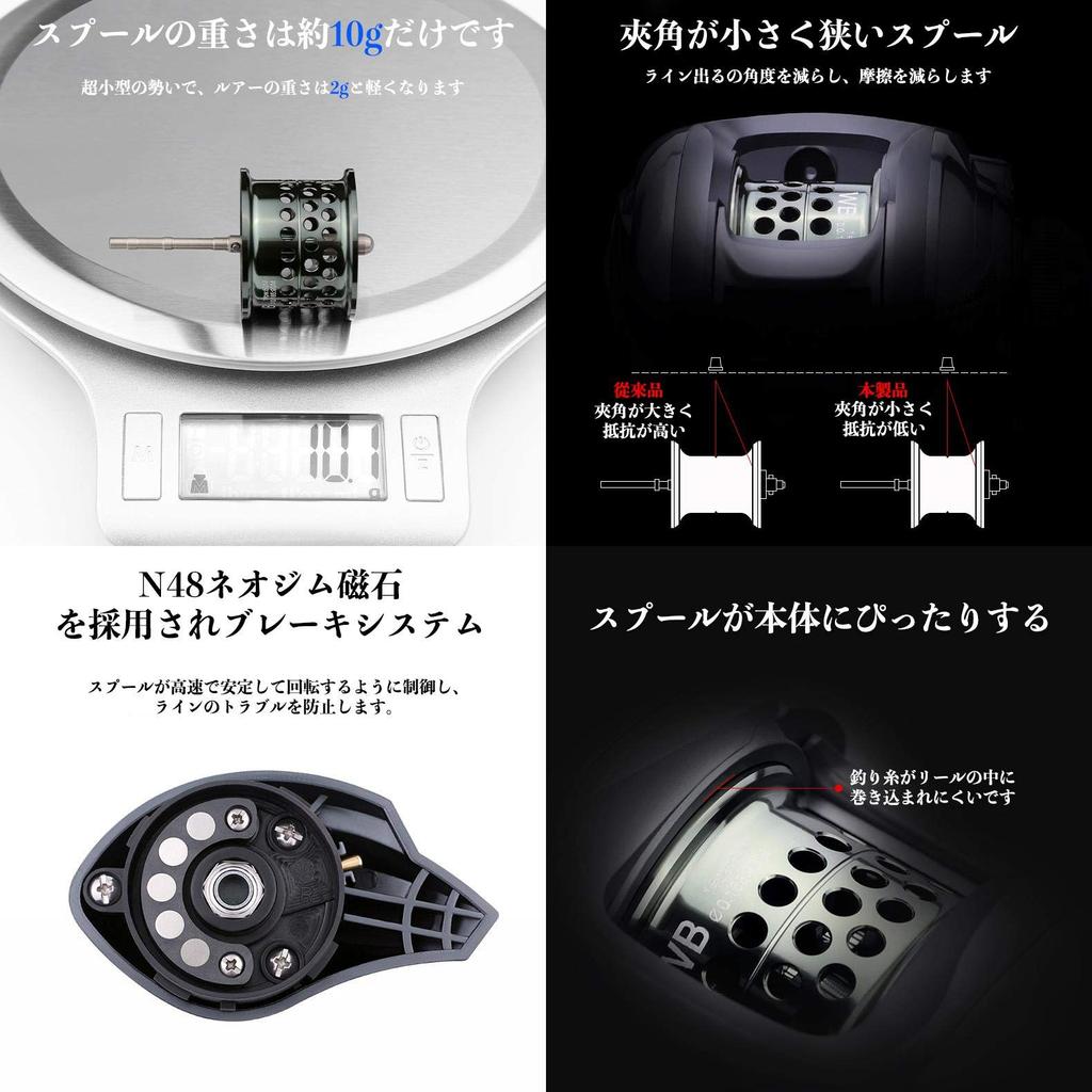 VISPREA Reel Bait Reel Sea Fishing Left Handle Right Handle Left Hand Right Hand Maximum Drag Force Gear Ratio Lightweight Long Throw Metal Spool N48