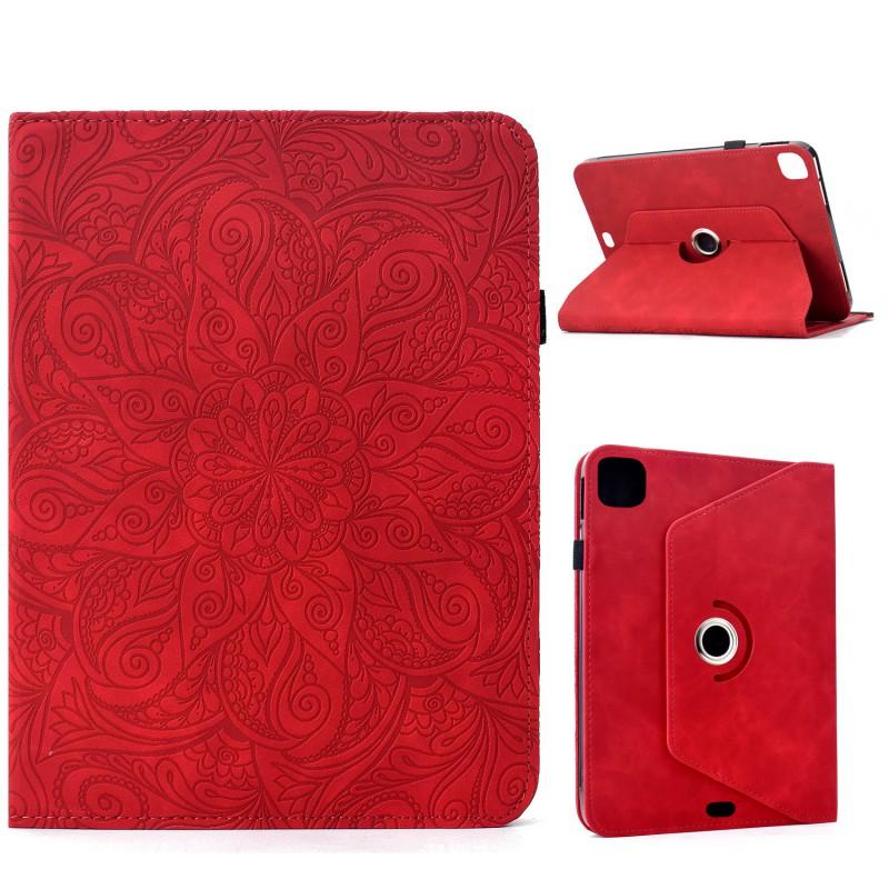 IPad 11th Gen Folio Case With Mandala Embossed Rotating Stand Sleep/Wake Shockproof PU Leather Cover Business Travel
