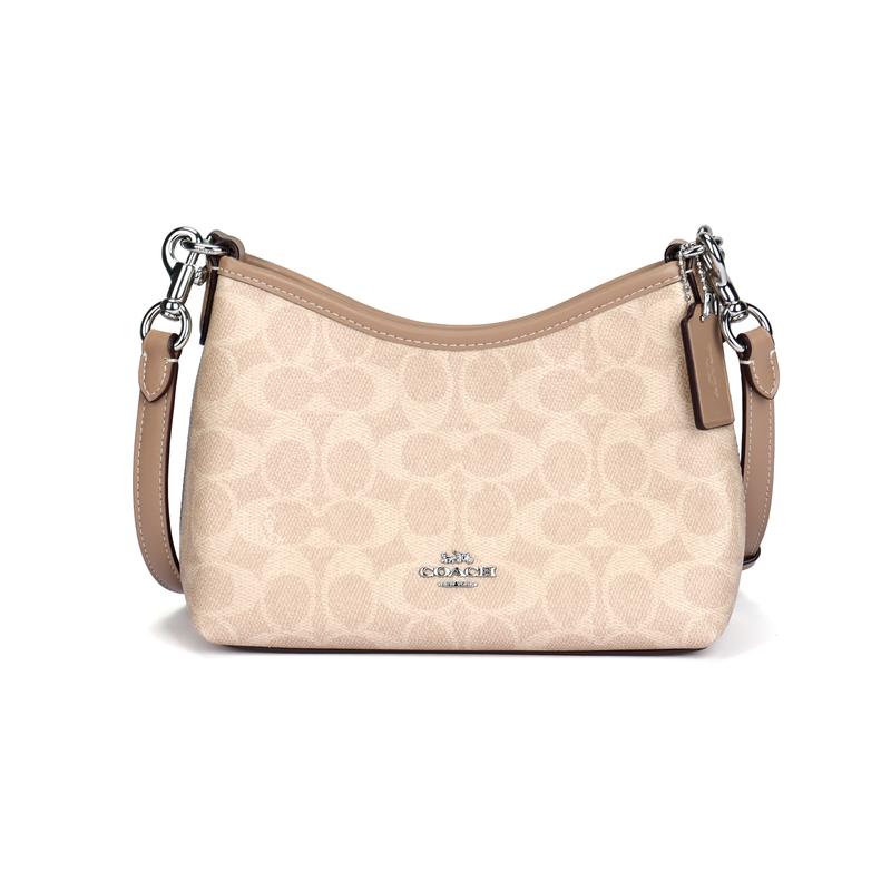 Coach Laurel 19 Small Shoulder Bag Signature Canvas Women Mini Hobo Handbag Two Detachable Straps Shoulder Crossbody Casual Gift CBH15-SVPWH