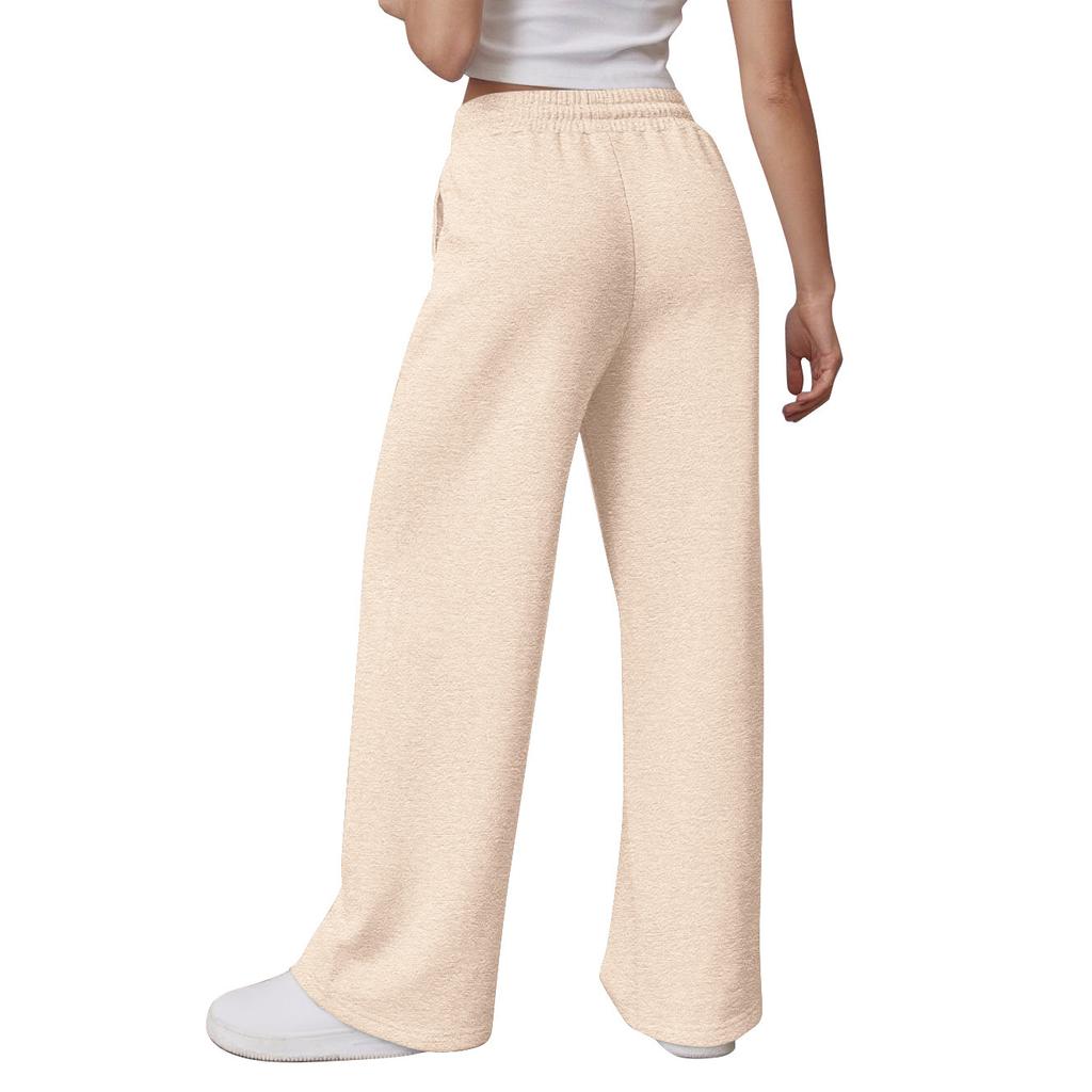 Женские спортивные брюки широкие штанины с высокой талией свободные на кулиске спортивные джоггеры