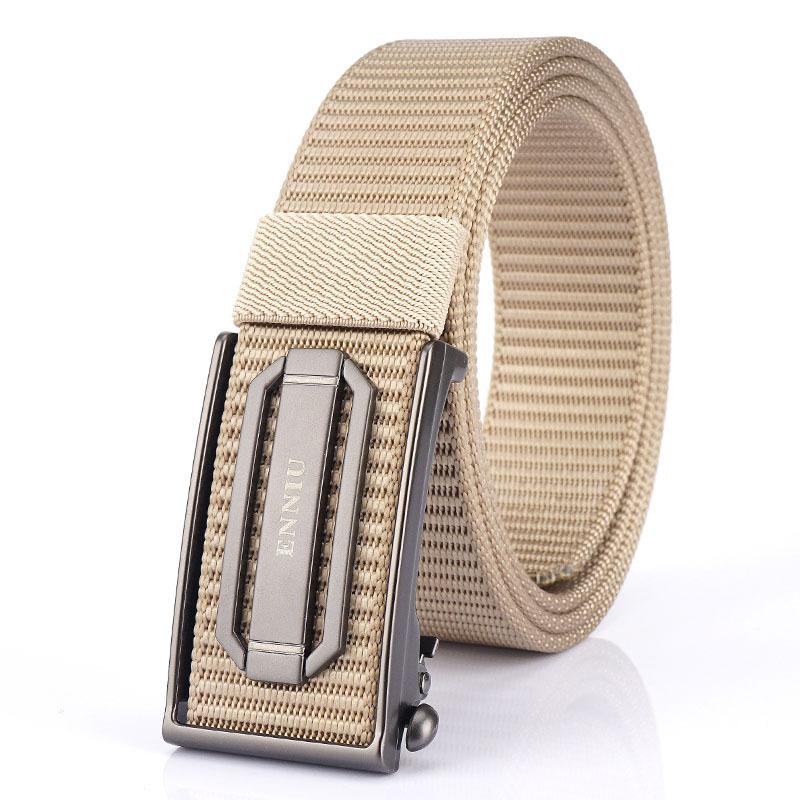 Новый мужской ремень для поездок на работу с автоматической пряжкой из нейлона, универсальный двухслойный толстый ремень для отдыха на природе