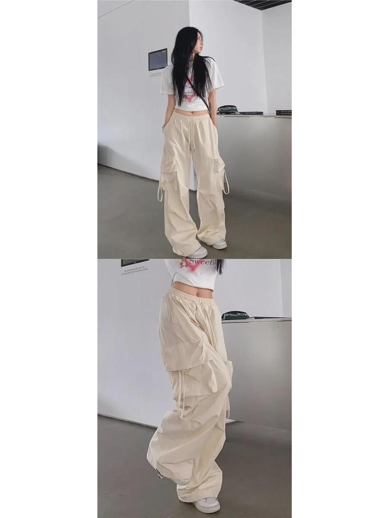 Плотный комбинезон в американском стиле 2024 года: Женский тренд осень/зима, повседневные универсальные прямые широкие брюки свободного кроя для мужчин