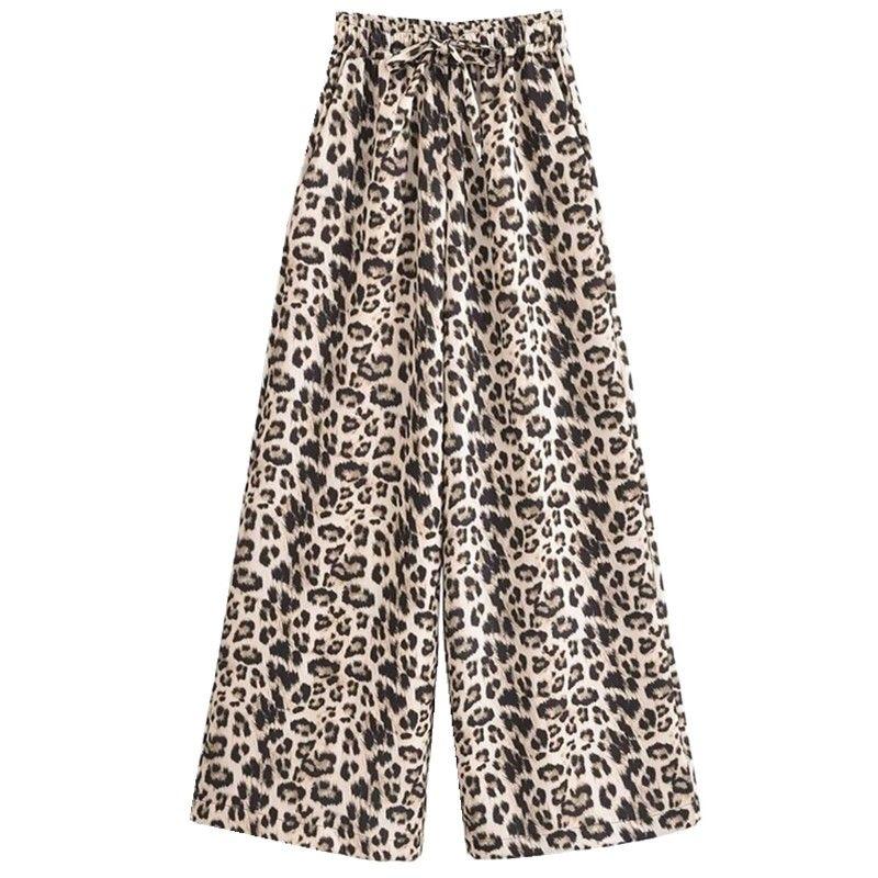 Fashion Wind 2024 Summer New Arrival Female Slim Looking Easiest for Match Linen Blend Animal Print Loose Pants 8018403