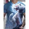 Summer Round Neck 3D Tiger Print Top Fashionable Casual Short Sleeved Men's T-shirts