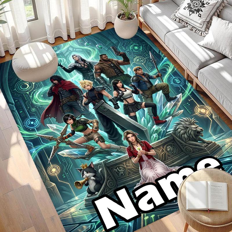 Custom Name Personalized Final Fantasy Print Carpet, Versatile Home Decor Rug, for Playroom, Apartment, Balcony, Entryway, Hallway Gift