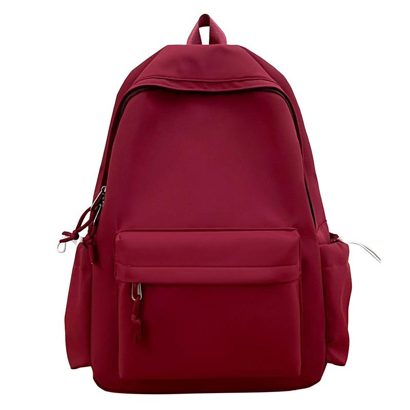 Schoolbag Solid Color Simple Backpack Printable Logo Casual Canvas Backpack Large Capacity Junior High School High School Student School Bag