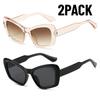 2PACK Vintage Cat Eye Oversized Sunglasses Women Gradient Eyewear Shades Women Black Luxury Square Glasses  UV400