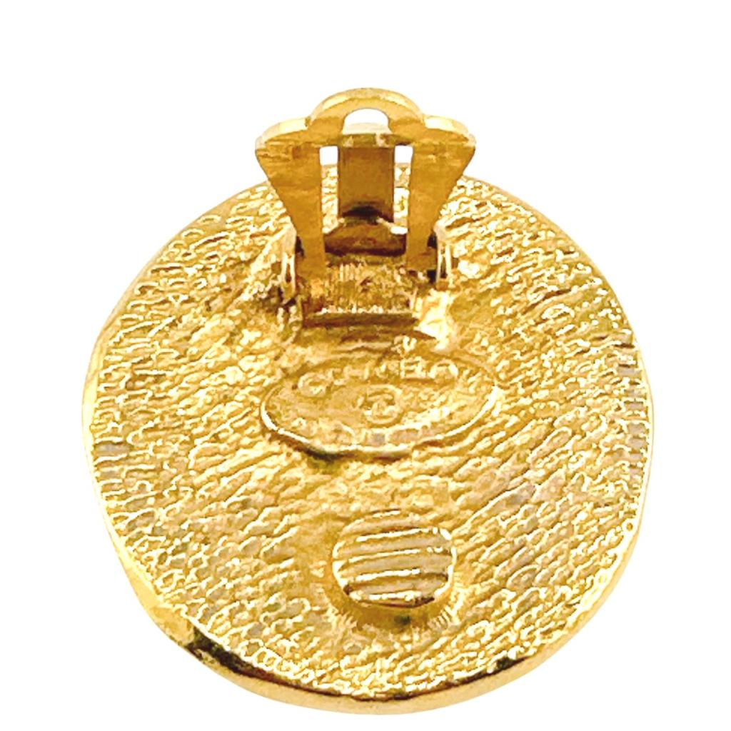 Chanel Большой круглый логотип Серьги Cambon золотые Женские Б/у