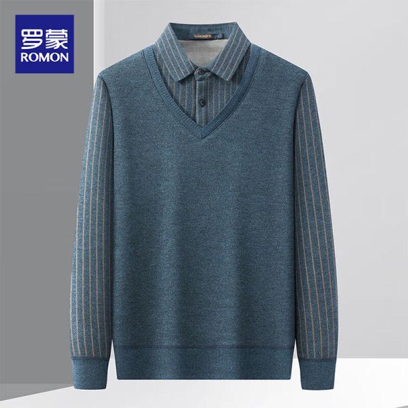 ROMON Мужской вязаный свитер из искусственного двухслойного трикотажа с флисовой подкладкой