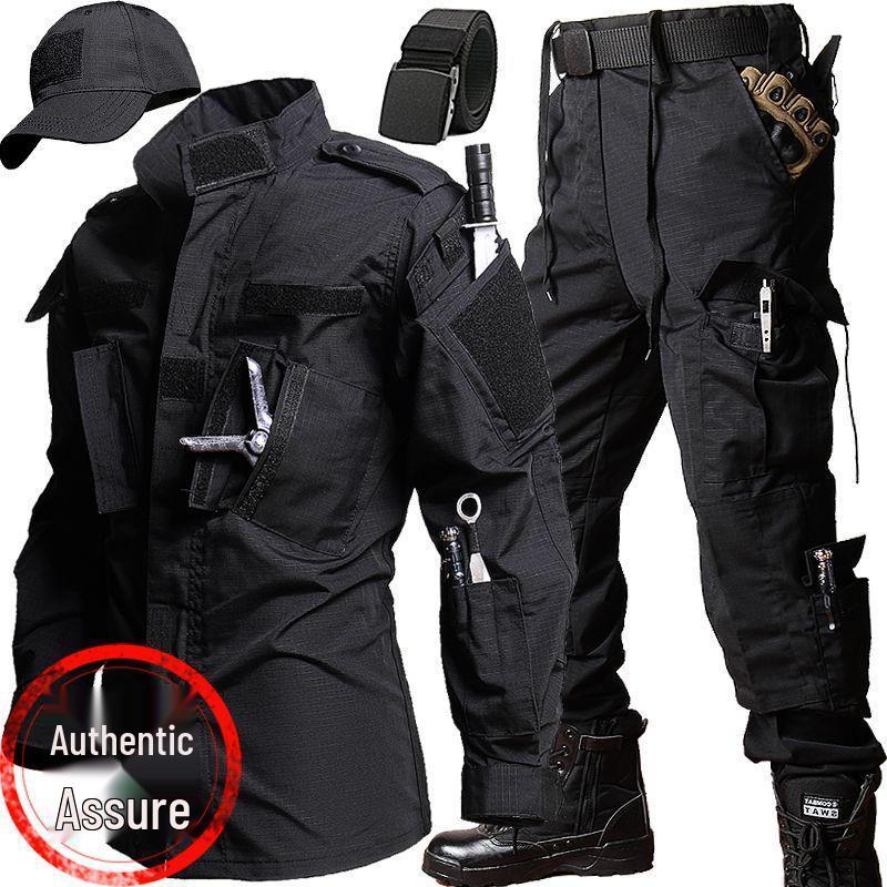 Мужской темно-синий тактический тренировочный костюм для улицы: Износостойкая тактическая софтшелл куртка