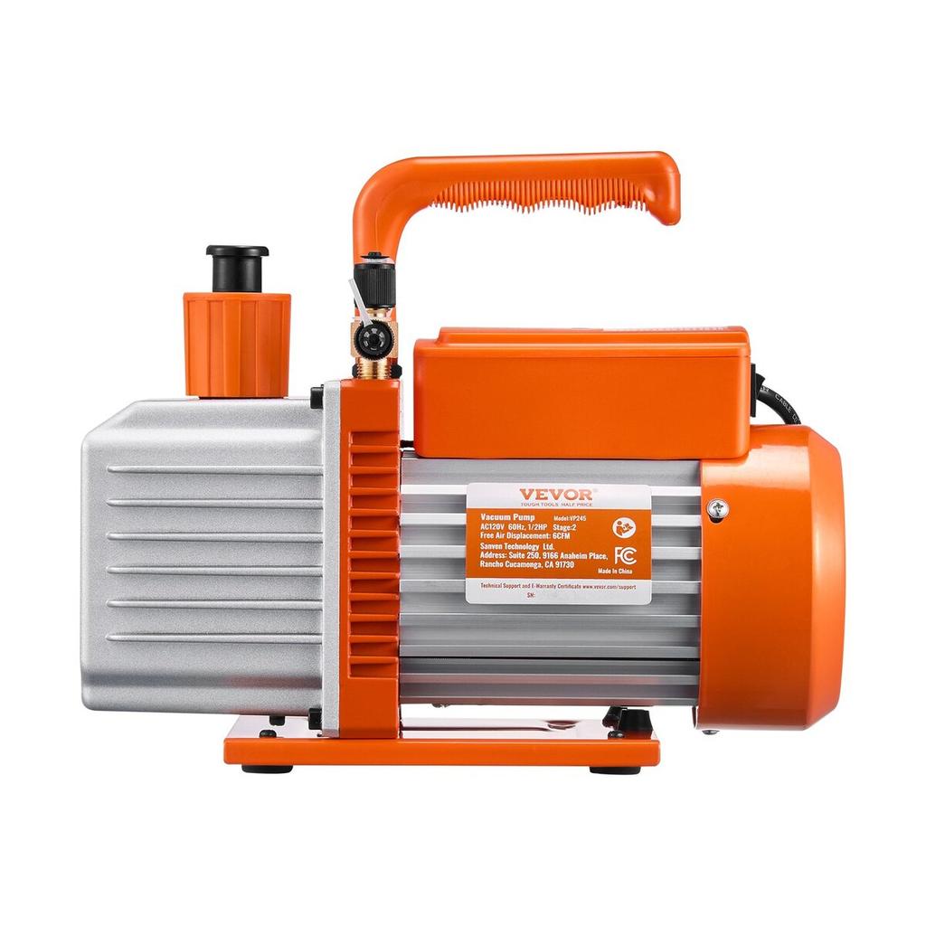 Vacuum Pump 6 CFM HVAC 2 Stage Rotary Vane Vacuum Pump Oil Included