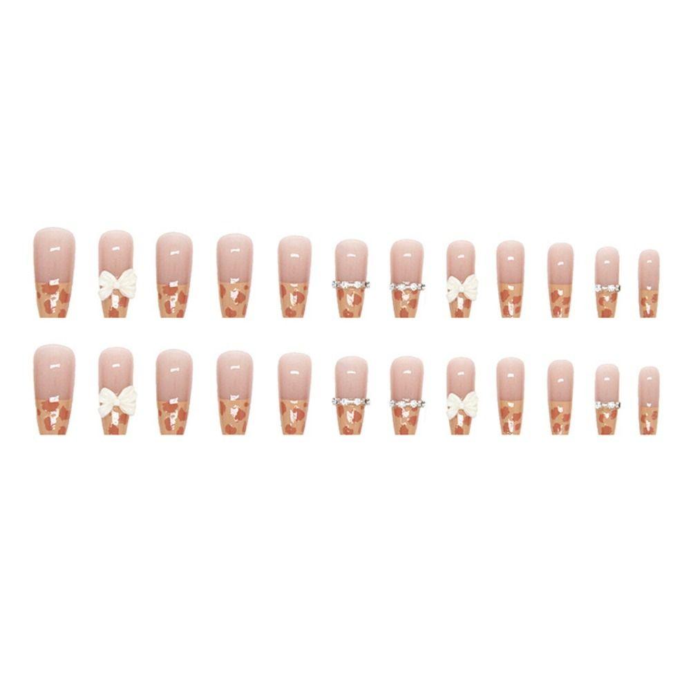 24pcs Detachable Nail Tips Black Blue Press On Nails Full Cover Fake Nails Long Ballerina French