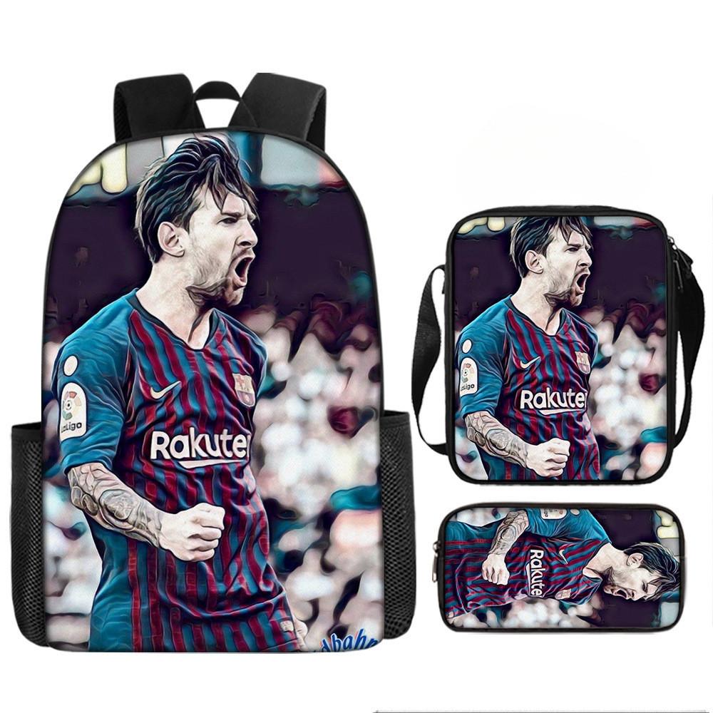 Мультяшный Месси Футбольная Печать Детский Рюкзак на Двойных Плечевых Лямках Для Использования в Школе