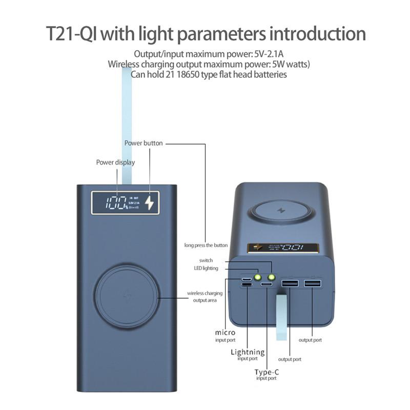 T21 21x18650 фонарик, зарядное устройство, держатель для аккумулятора, чехол «сделай сам», двойной USB 18650, чехол для аккумулятора, организация хранения