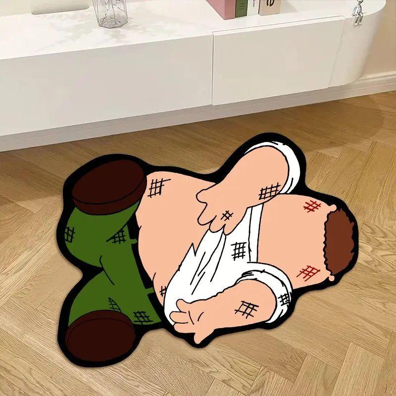 VIKAMA Fun Cartoon Character Area Rug Stylish Bedroom and Living Room Floor Mat Children's Room Game Room Rug Home Decoration