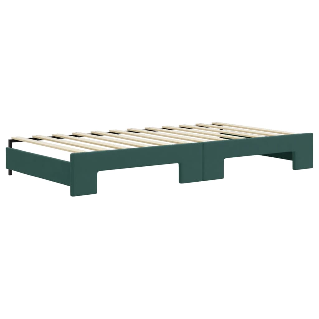 Pull Out Daybed Dark Green 100 x 200 cm Velvet