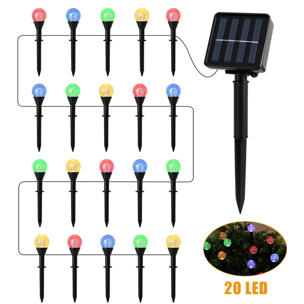 Outdoor Solar Bubble Ball Lawn Lights 20/30 LED Solar Pathway Lights 8 Modes Waterproof Solar String Light for Patio Garden Path