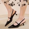Shoes for Women 2024 New Pointed Toe Women's Slingback Sandals Simple and Elegant Dress Shoes High Quality Silver Heels Women