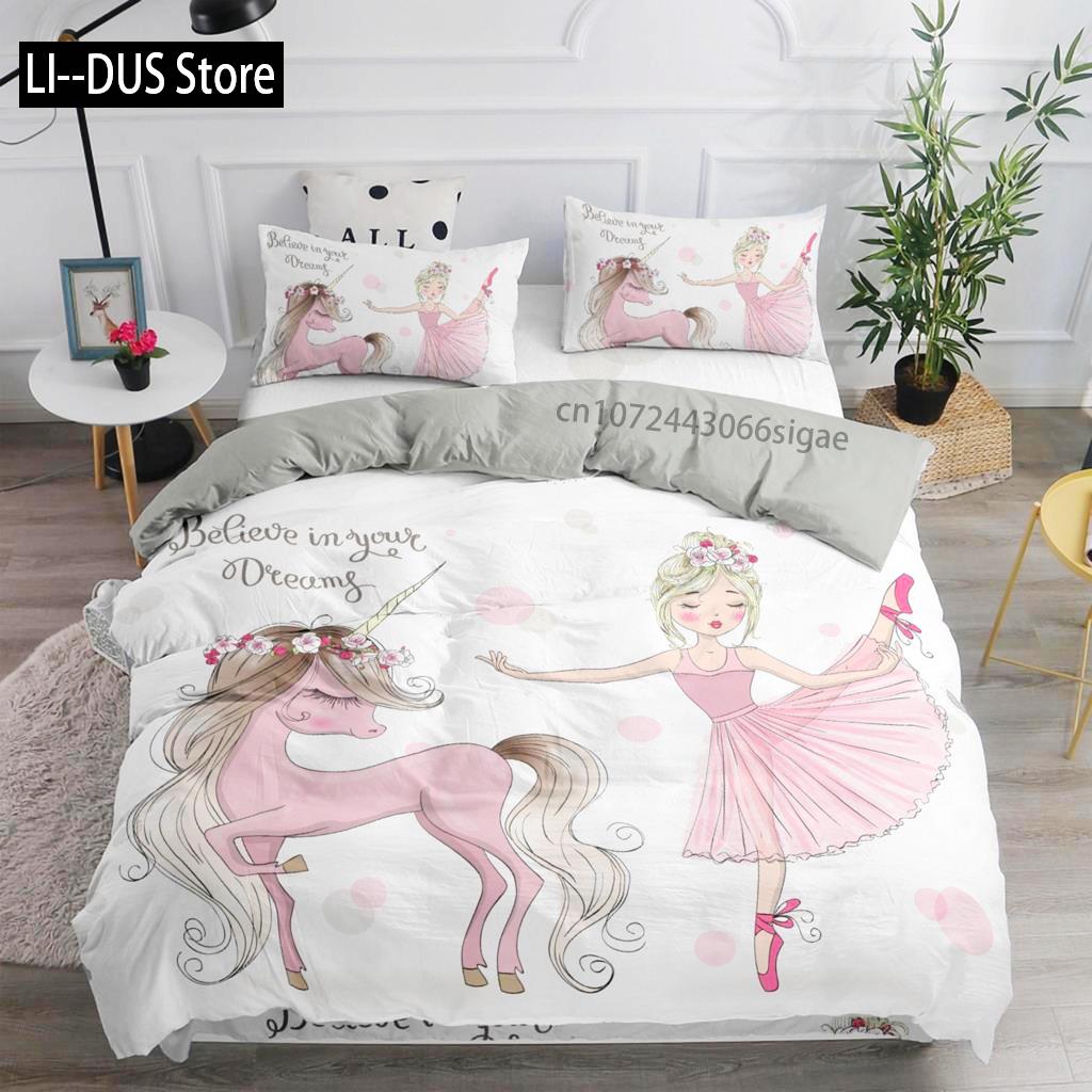 Пододеяльник с изображением танцующей девочки-балерины, комплект постельного белья с изображением милой принцессы для девочек, пододеяльник для детей, малышей
