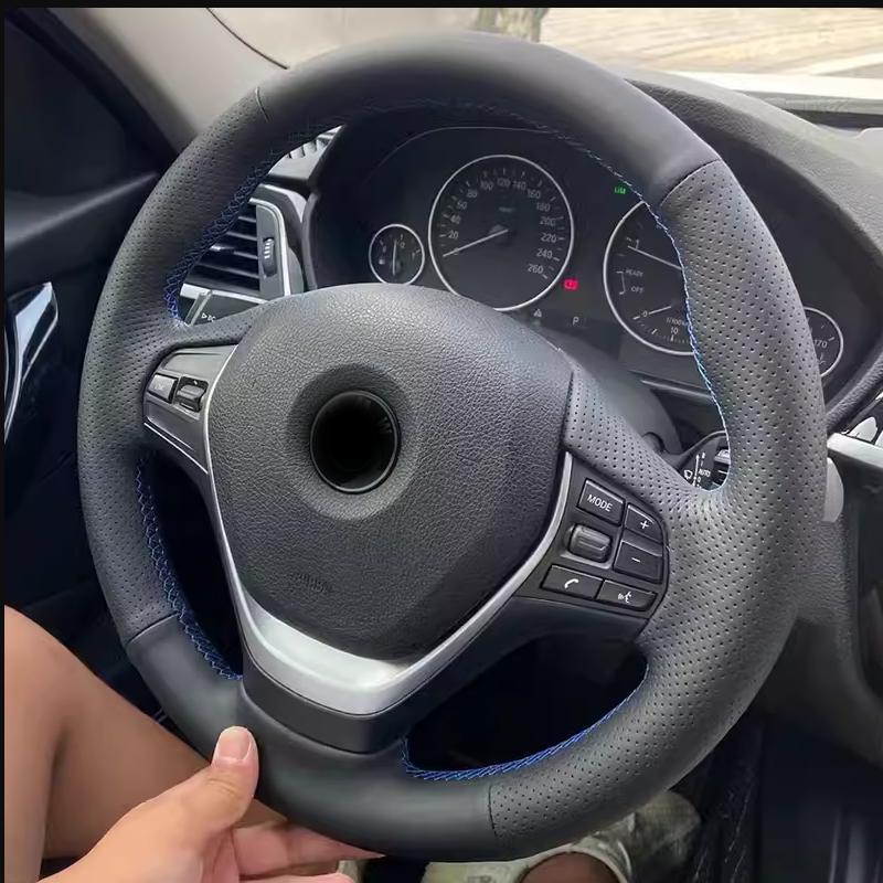 Non-Slip Black Artificial Leather Braid Car Steering Wheel Cover Wrap For BMW F20 F21 F22 F23 F30 F31 F34 Car Accessories