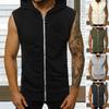 Sweatshirt Vest Zipper Closure Windproof Thick Men Hooded Sleeveless Sweatshirt Vest Sports