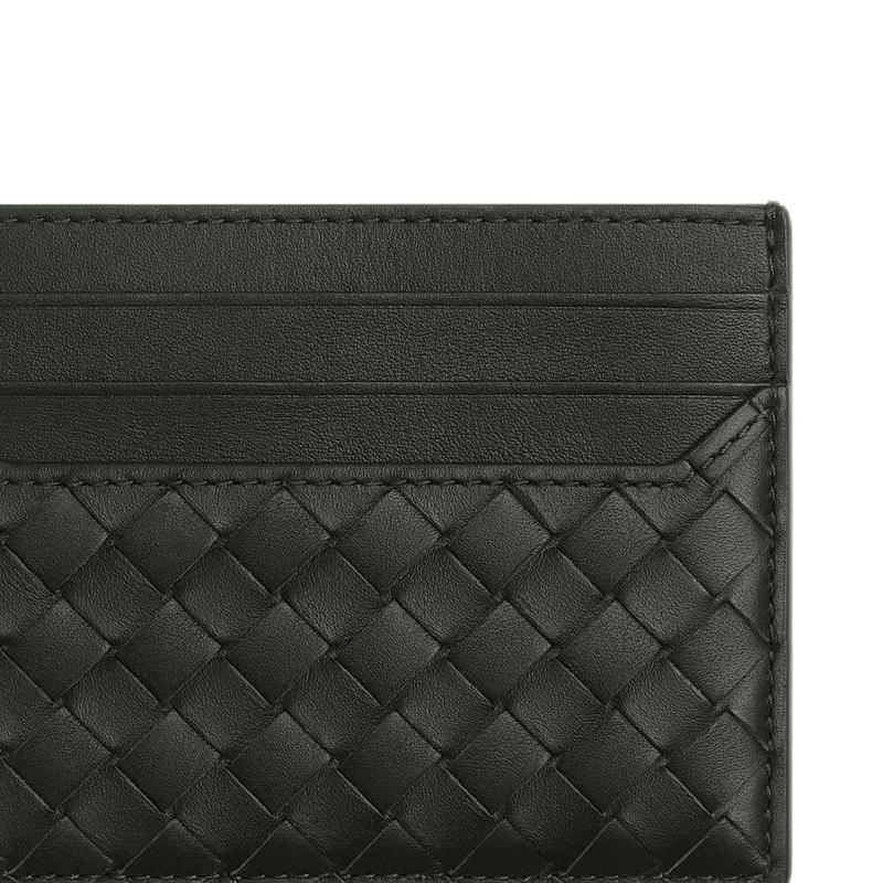 Bottega Veneta Плетеный Держатель для карт из телячьей кожи Мужской Держатель для карт Темно-зеленый 817397V4LQ13009
