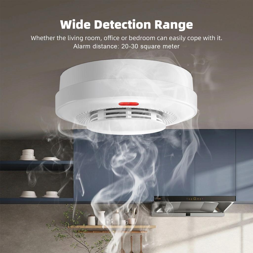 WiFi Smart Smoke Detector Fire Smoke Alarm Auto-Check Tuya App 360 Degree Detection Remoting