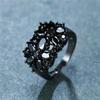 Vintage Black Crystal Flower Gold Ring for Women