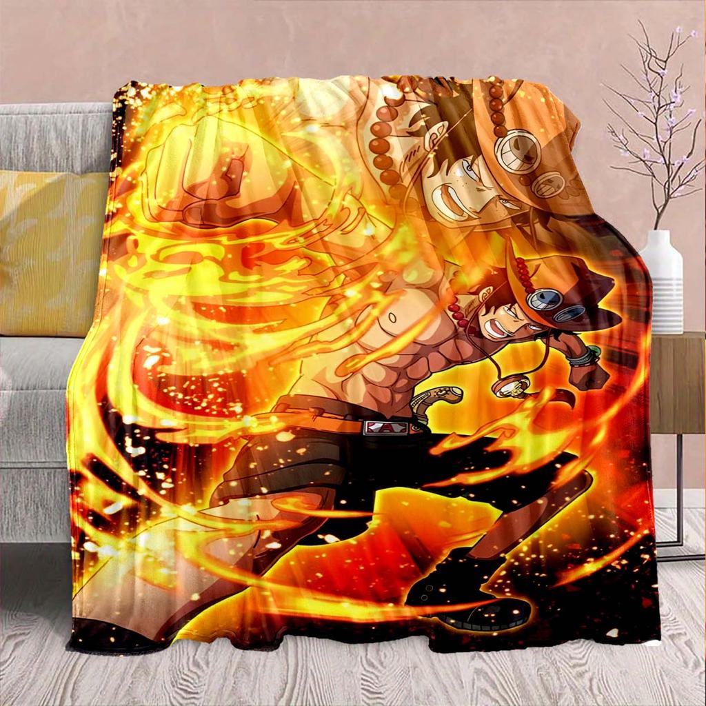 One Piece Anime Flannel Blanket - Soft Warm Perfect for Sofa, Bedding Camping Travel Office Home Decor -QJY
