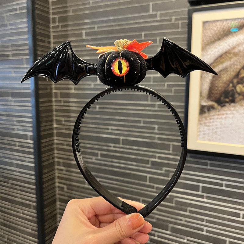Kids' Halloween Hair Accessories: One-Eyed Pumpkin Bat Clip & Headband