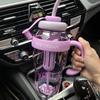 Высококачественная цветная бутылка для воды с ручкой, большой емкости, переносная чашка с трубочкой, для хранения чая, пластиковая бутылка для воды для студентов и офиса