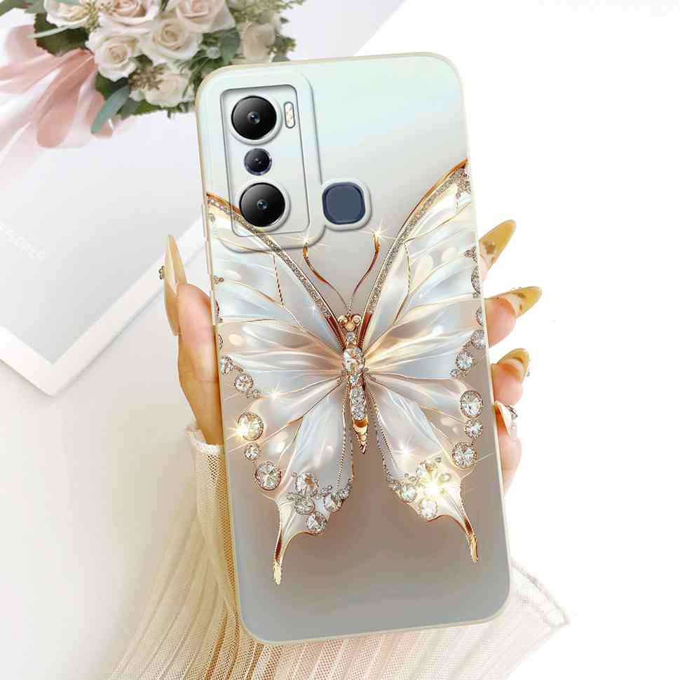 For Infinix Hot 20i X665C X665E Cases Flower Butterfly Silicone Soft Cover For Infinix Hot 20i Hot20i Phone Back Cover Casing
