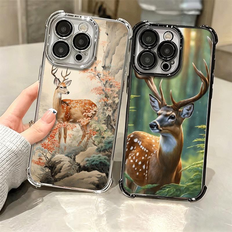Чехол для телефона Sika Deer Elk Animal Мягкий для iPhone 15 16 17 Air 14 Pro Max 16E Plus 13 12 Mini Покрытие Защита от падения Fundas