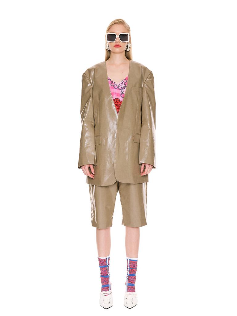 GREEDILOUS Double Layered Coated Bermuda Shorts