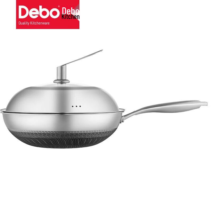 Debo 32cm 316 Stainless Steel Non-stick Honeycomb Wok