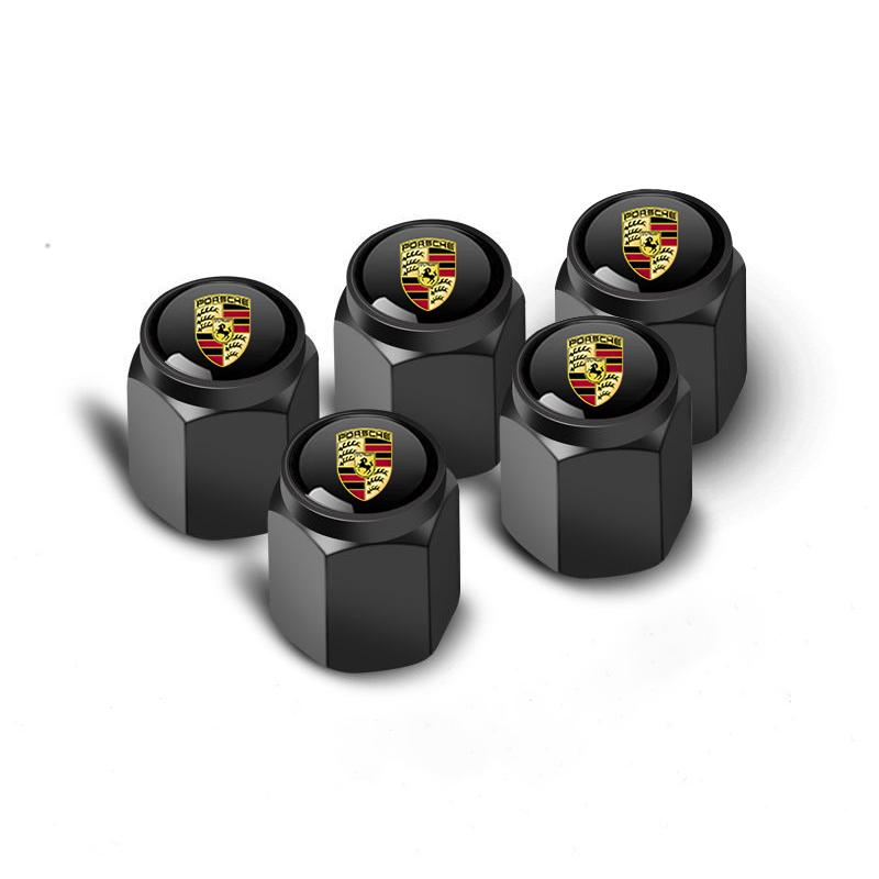 5pc/Set Metal Car Wheel Tire Valve Air Stem Cap For Porsche Panamera Macan Boxster Cayman Cayenne 911 718 Decoration Accessories