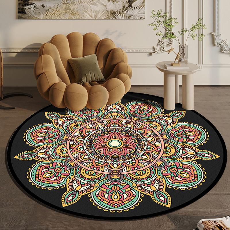 Круглый ковер большой площади в скандинавском этническом стиле для спальни, тканый хлопковый ковер в богемном стиле, вязаный напольный коврик 90 см, 120 см, 150 см