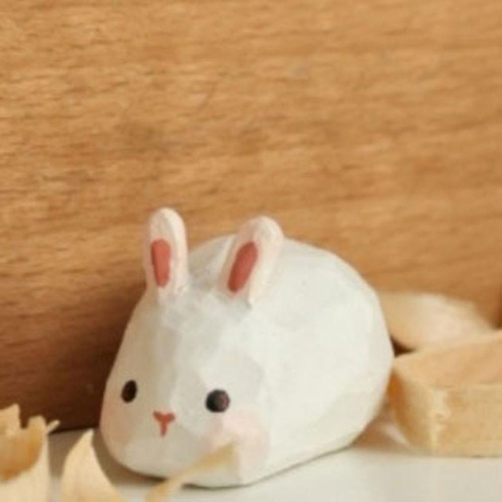 Wooden Animals Ornament Dog Small Rabbit Model Small Gifts Carving Cat Ornament Children Toys