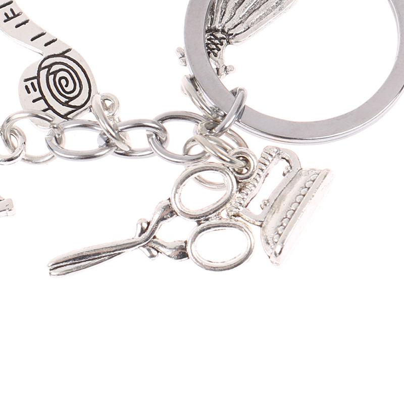 Брелок для швейной машины, портной брелок для ключей, железная рулетка, ножницы, брелок