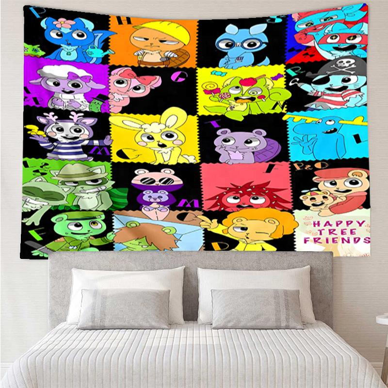 Happy Tree Friends Anniversary Tapestry Hanging for Bedroom,Livingroom, Playroom,Decor Art Room Wall Tapestry Holiday and Birthday Gifts