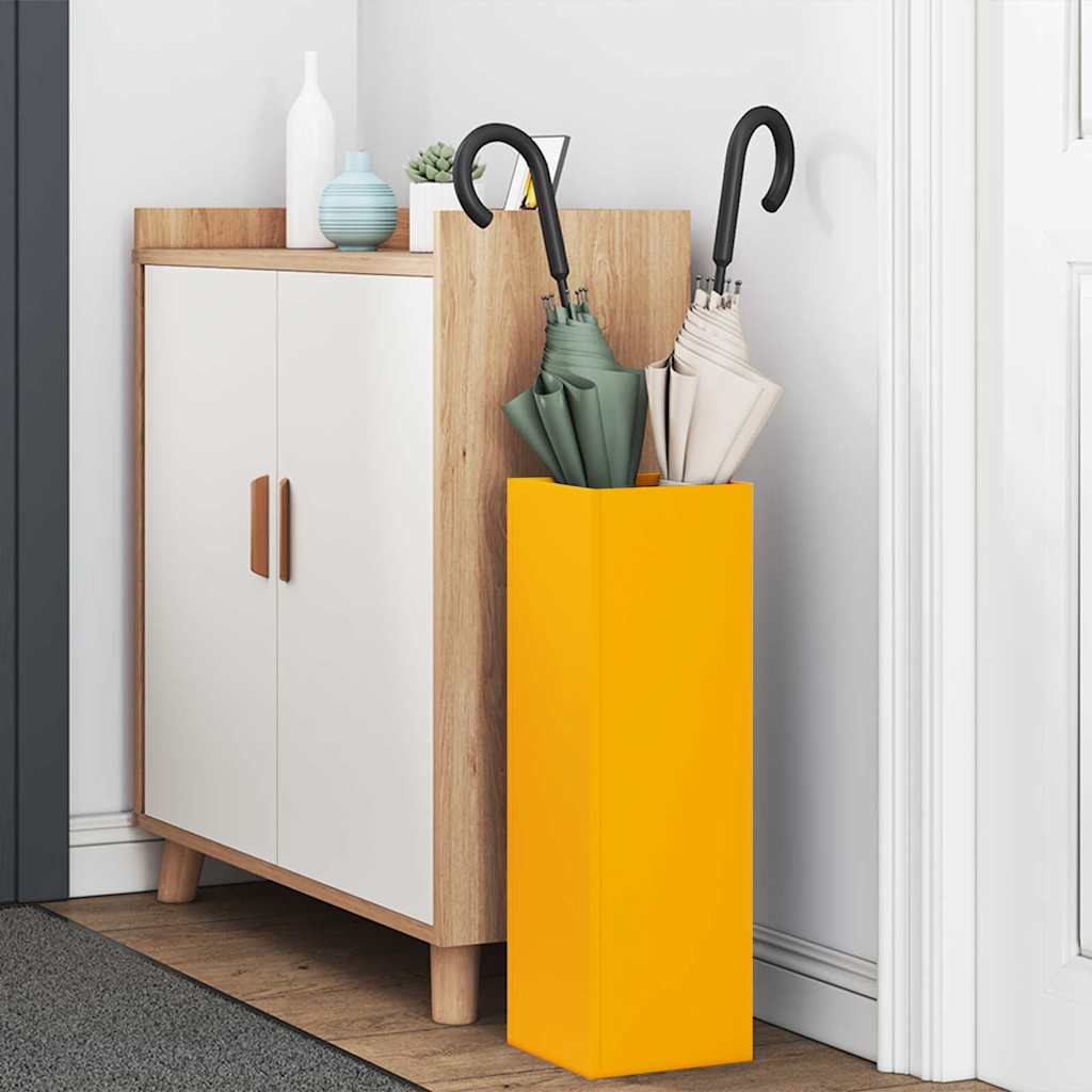 Umbrella Stand with Storage Mustard Yellow 15.5 x 15.5 x 49 cm Metal